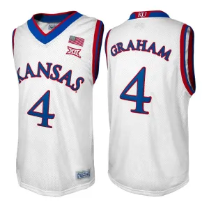 Kansas Jayhawks Devonte' Graham #4 Retro Brand Authentic Basketball White Jersey