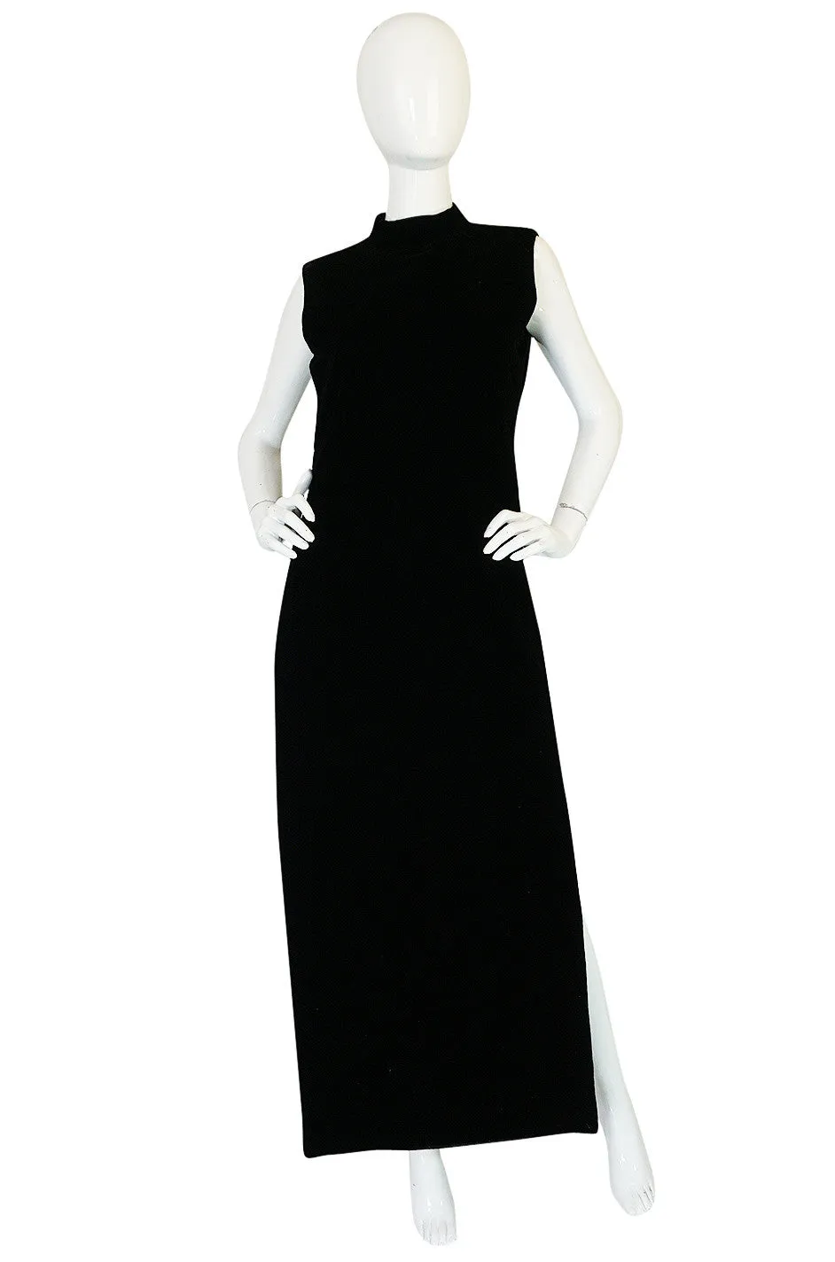 1960s Couture Pierre Cardin Black Velvet "Tabard" Dress