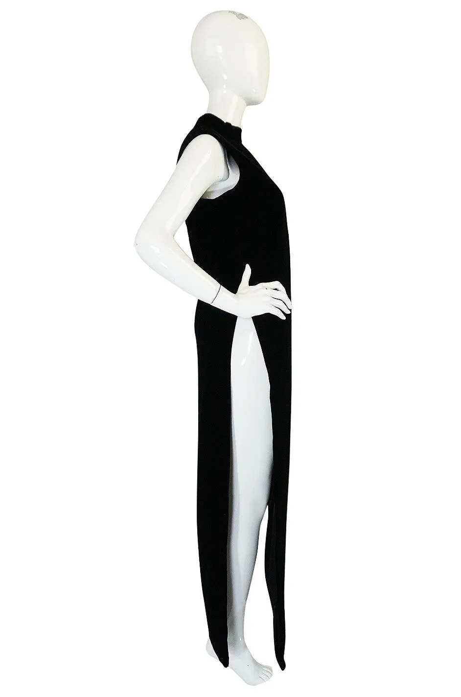 1960s Couture Pierre Cardin Black Velvet "Tabard" Dress