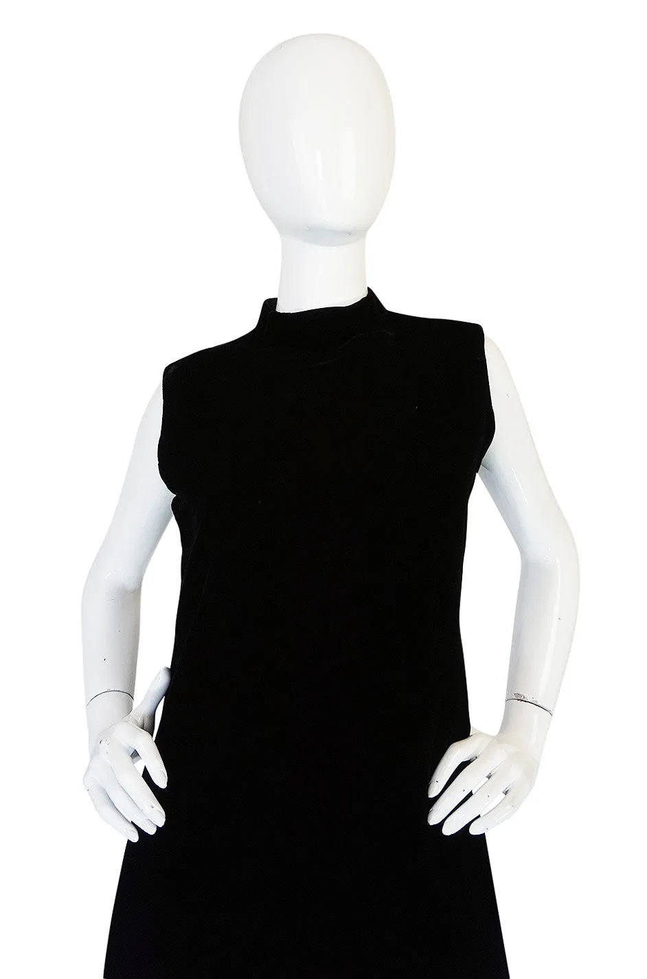 1960s Couture Pierre Cardin Black Velvet "Tabard" Dress