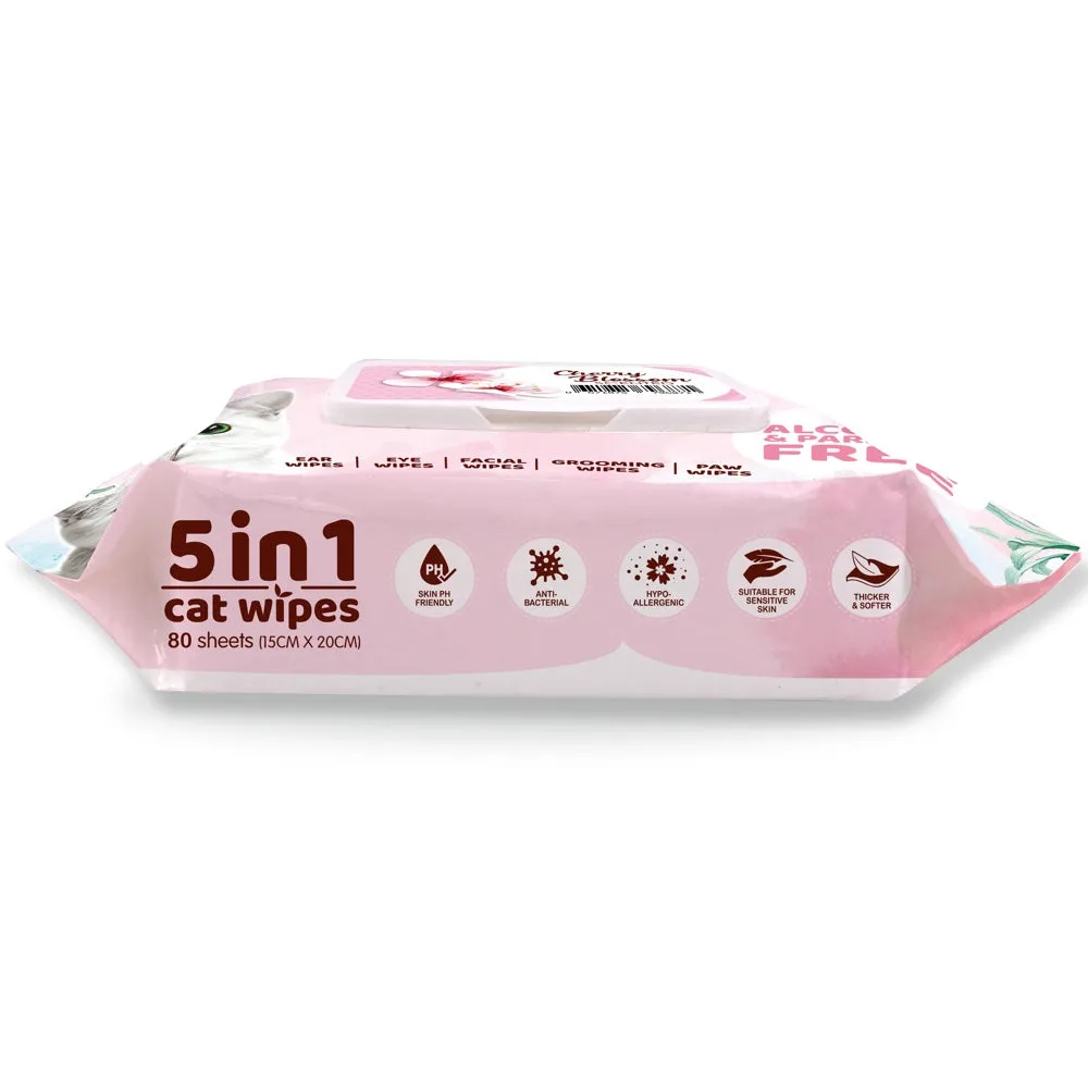 4 FOR $15: Kit Cat 5-in-1 Cherry Blossom Scented Cat Wipes 80pcs