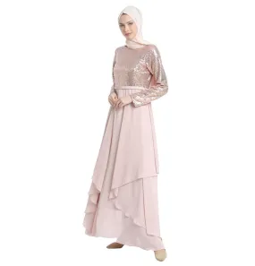 Abaci Modest Formal Sequined Dress 129591 Light Pink