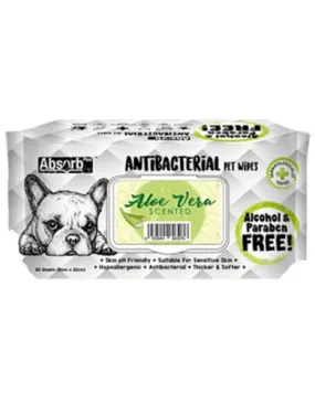 Absorb Plus AntiBacterial Pet Wipes 80pcs (Aloe Vera)