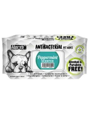 Absorb Plus AntiBacterial Pet Wipes 80pcs (Peppermint)