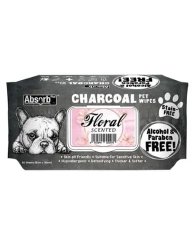 Absorb Plus Charcoal Pet Wipes 80pcs (Floral)