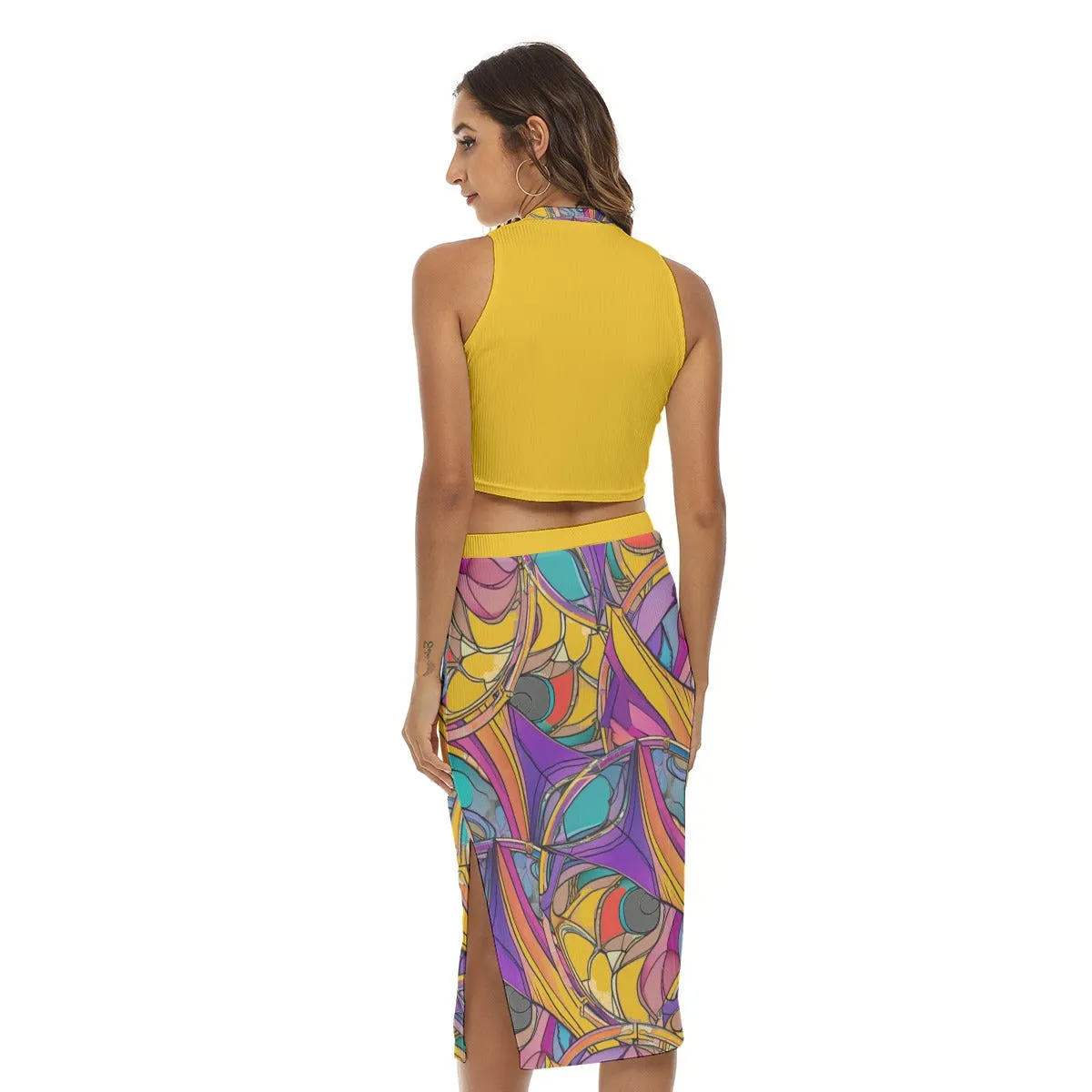 Abstract Urbania Tank Top & Split High Women's Skirt Set