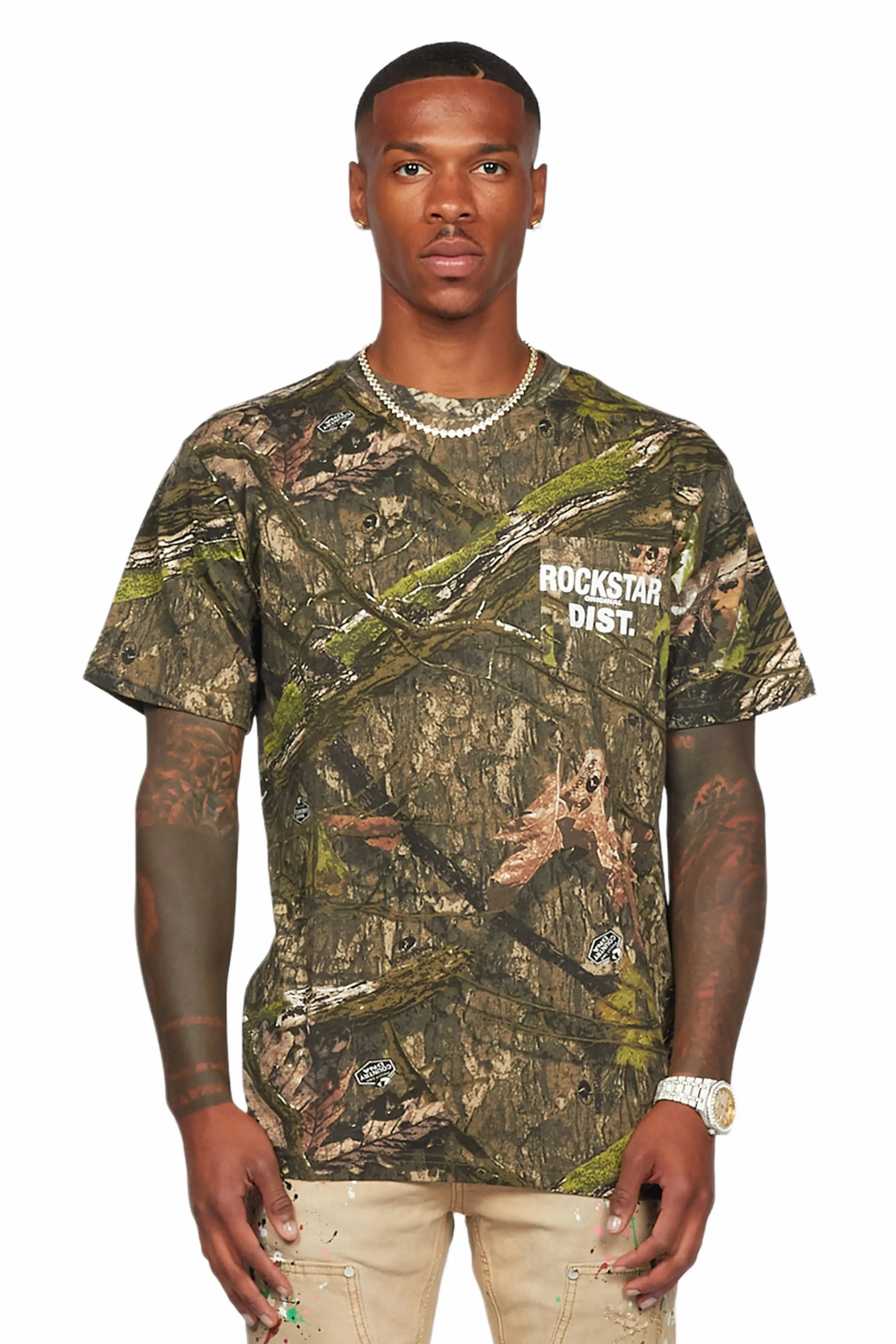 Acko Green Tree Camo Graphic T-Shirt