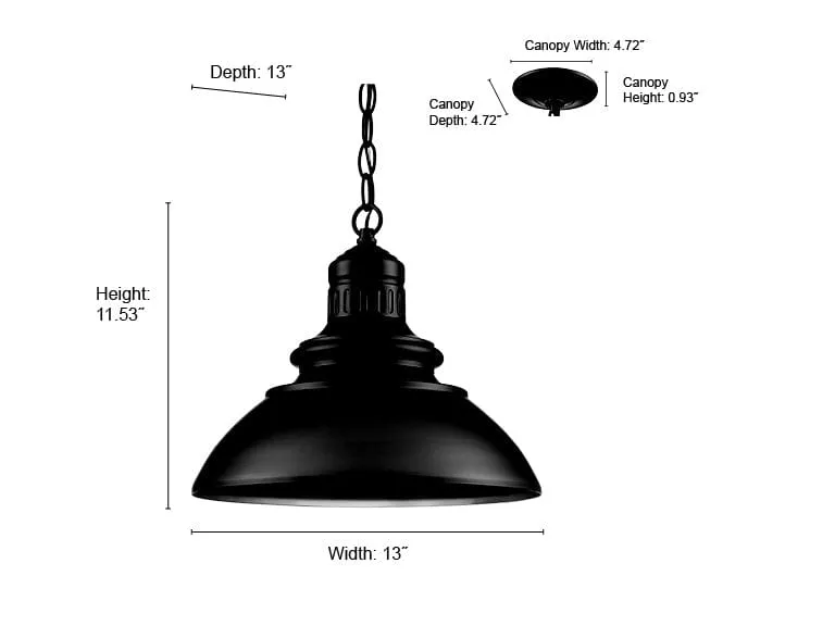 Adda Integrated LED Outdoor Hanging Lantern - Powder Coat Black - 13.03in. Diameter - 12W