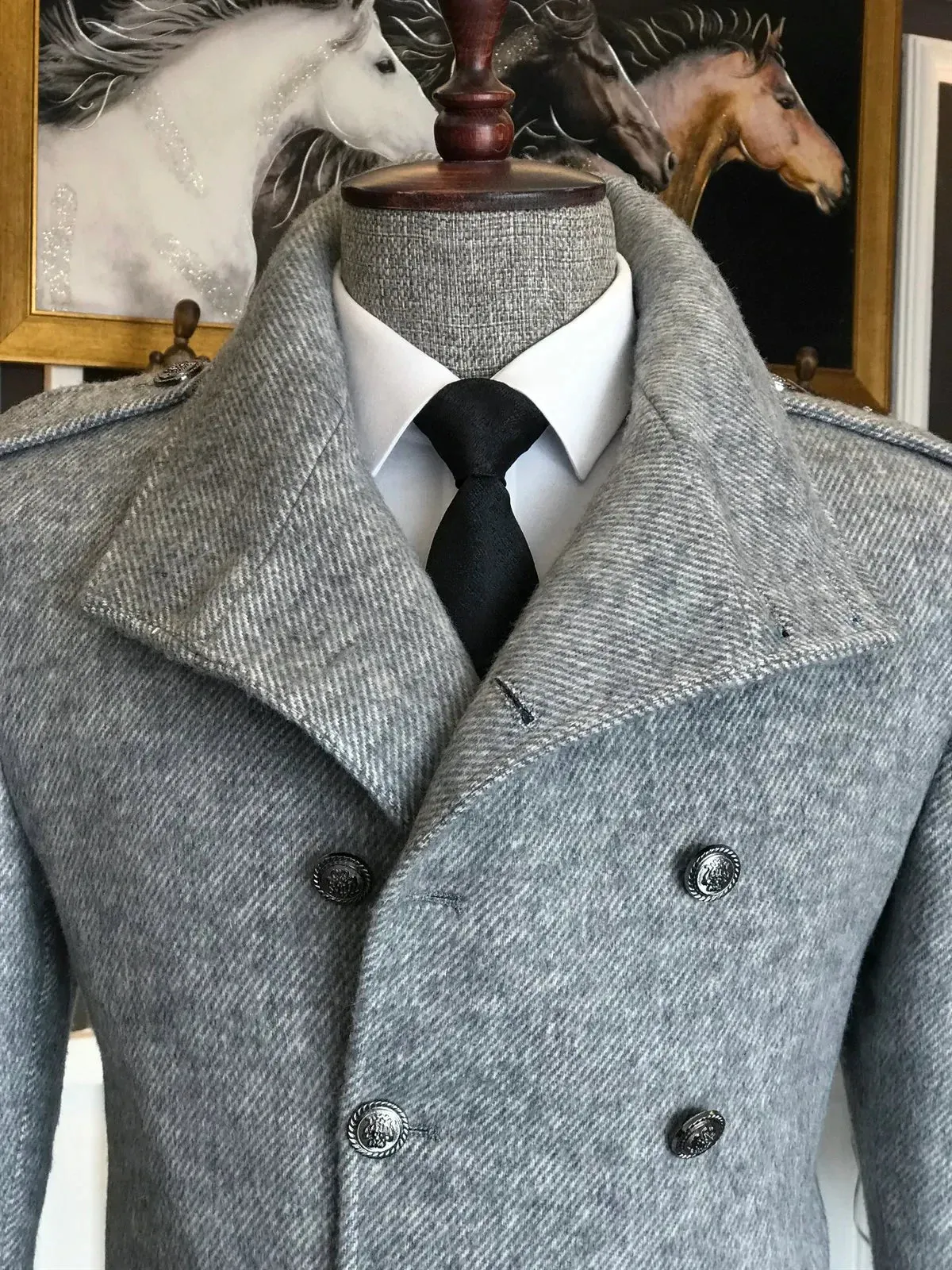 Alaska Ash Grey Double Breasted Coat