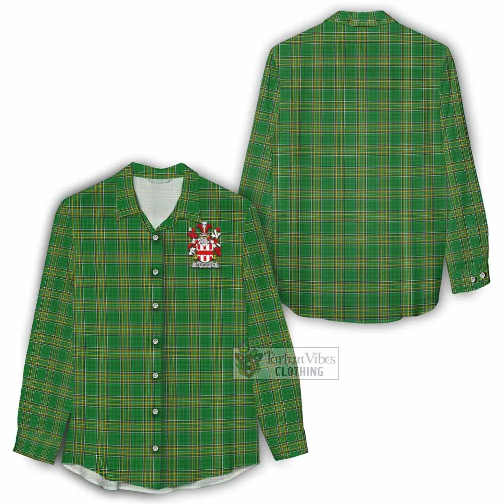 Aldworth Irish Clan Tartan Women's Casual Shirt with Coat of Arms