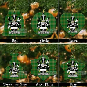 Ashfield Irish Clan Tartan Christmas Ceramic Ornament with Coat of Arms