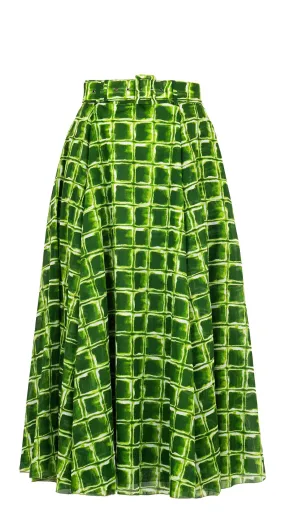 Aster Skirt #1 with Belt Midi Plus Length Cotton Musola (Shibori Square)