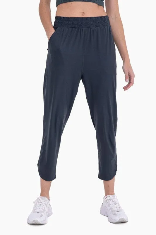 Athleisure Joggers with Curved Notch Hem