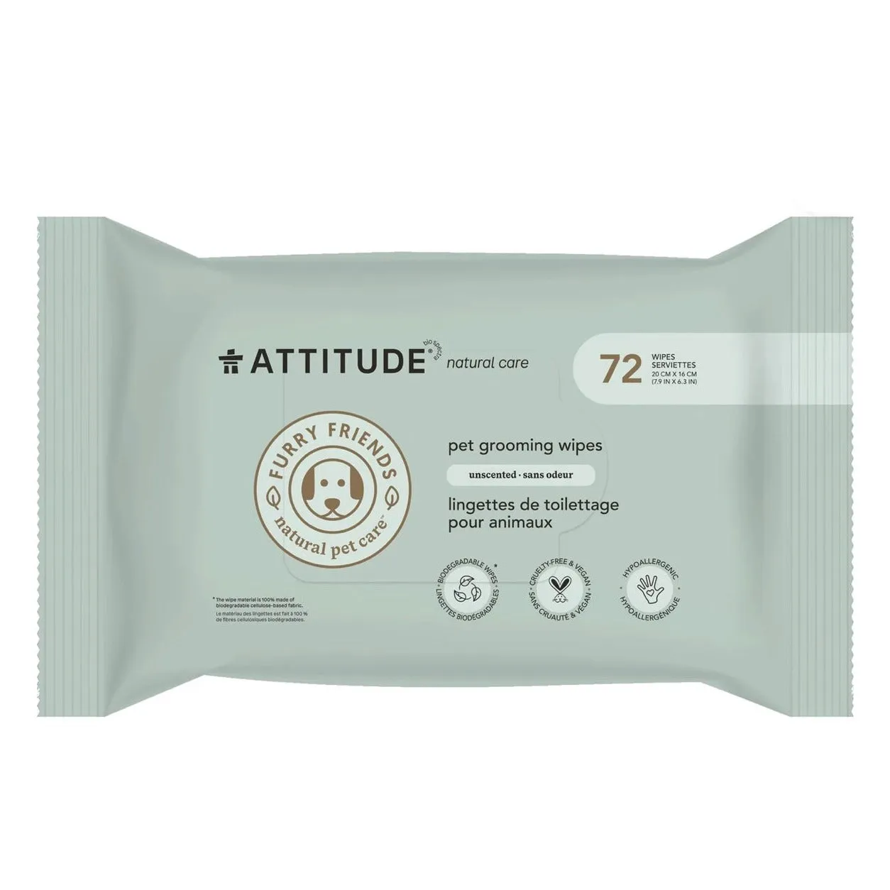 ATTITUDE’s Deodorizing Cleansing Wipes for Pets — Unscented.