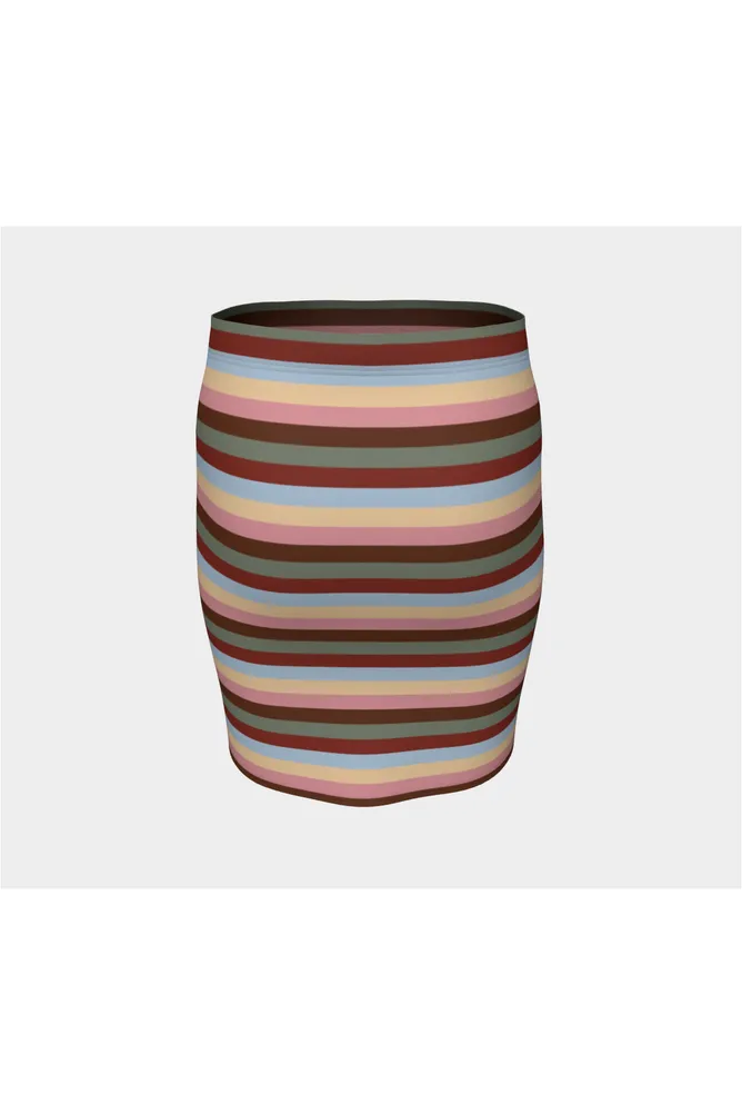 Autumn Striped Fitted Skirt