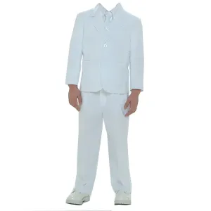 Baby Boys White Single Breasted Jacket Vest Shirt Tie Pants 5 Pc Suit 6-24M