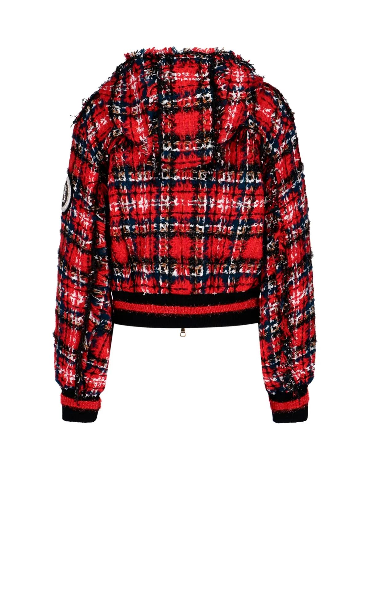 Balmain Checked Tweed Bomber Jacket