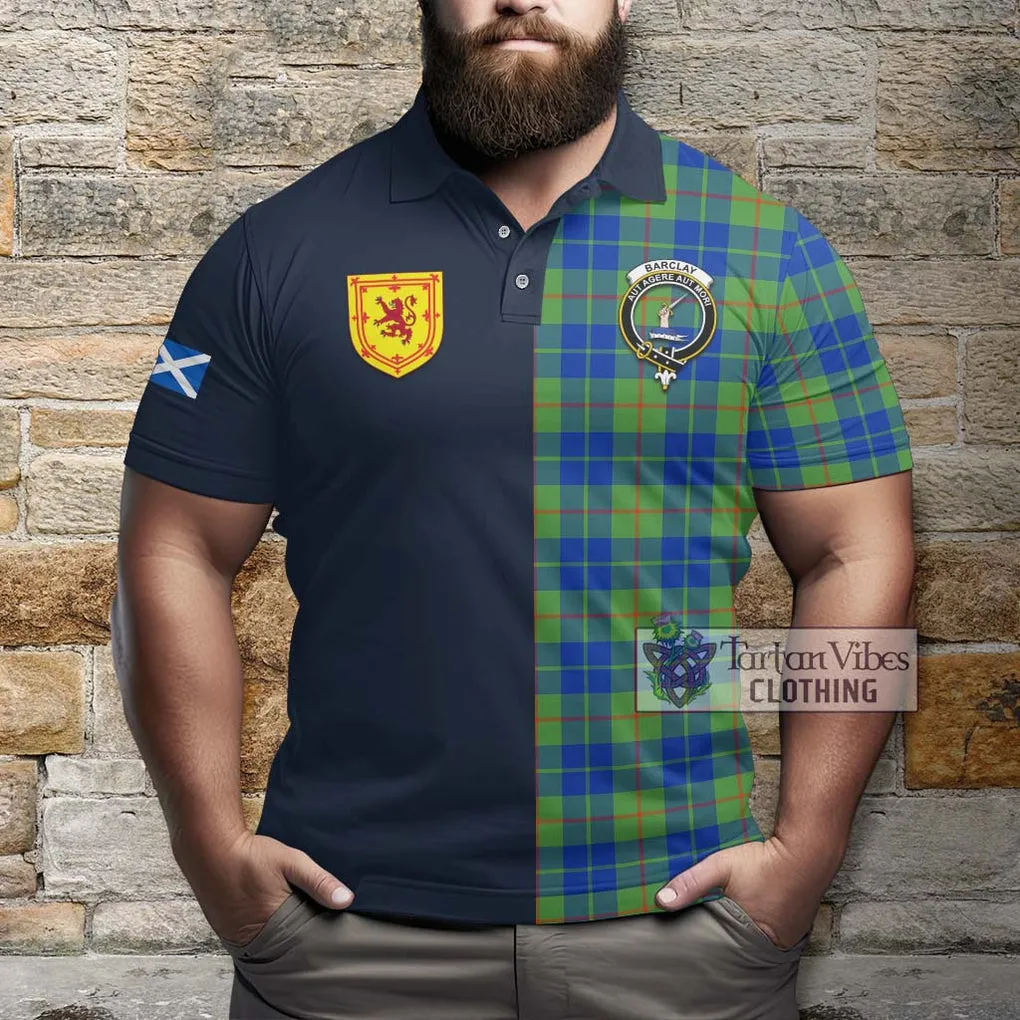 Barclay Hunting Ancient Tartan Polo Shirt Alba with Scottish Lion Royal Arm Half Style