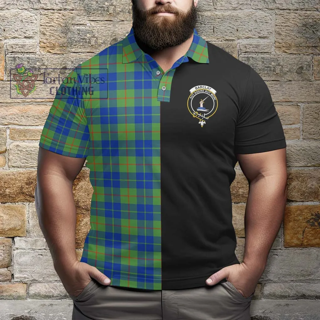 Barclay Hunting Ancient Tartan Polo Shirt with Family Crest and Half Of Me Style