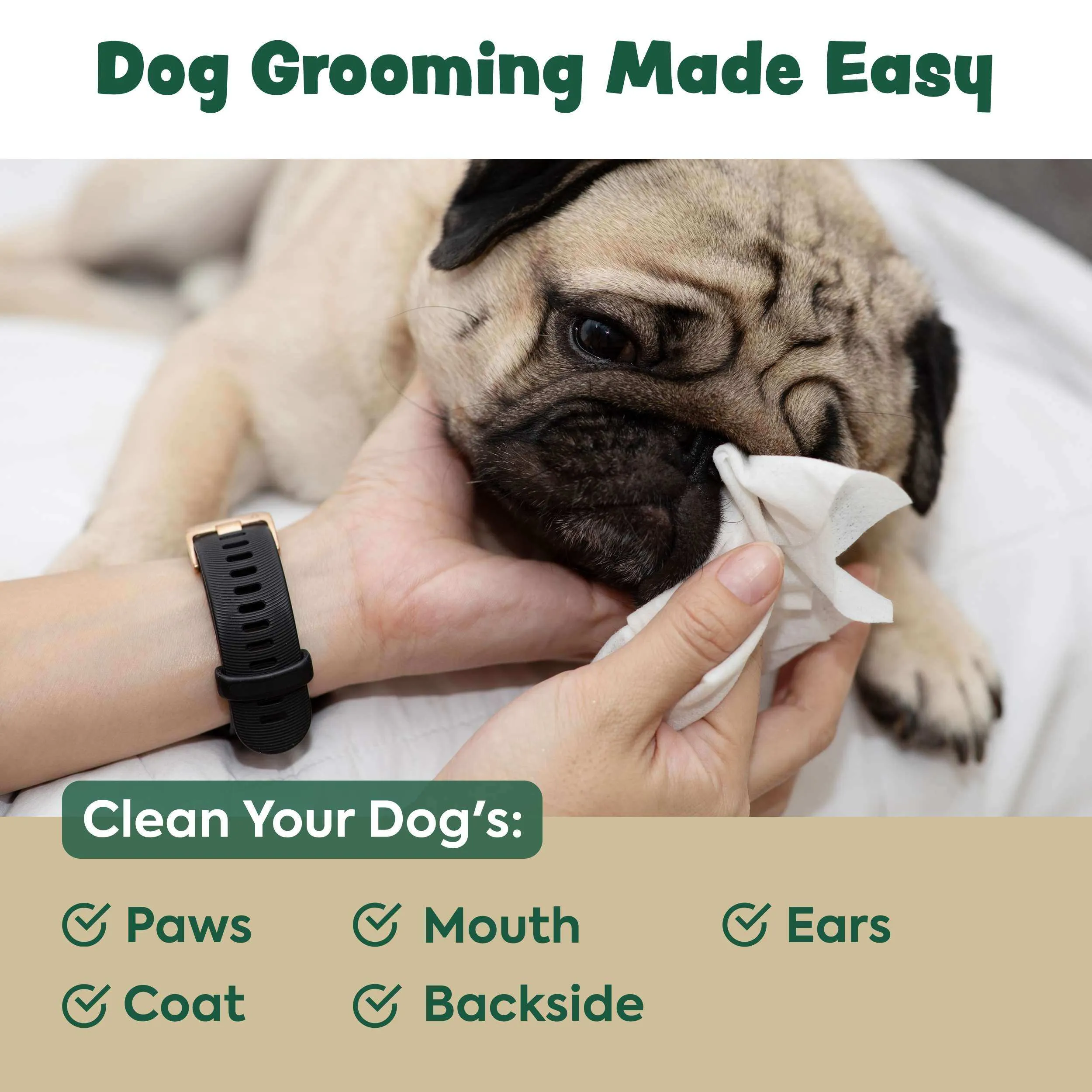 Bark & Clean Bamboo Pet Wipes with Aloe Shea Butter & Lavender Scent Dog & Cat Grooming Wipes