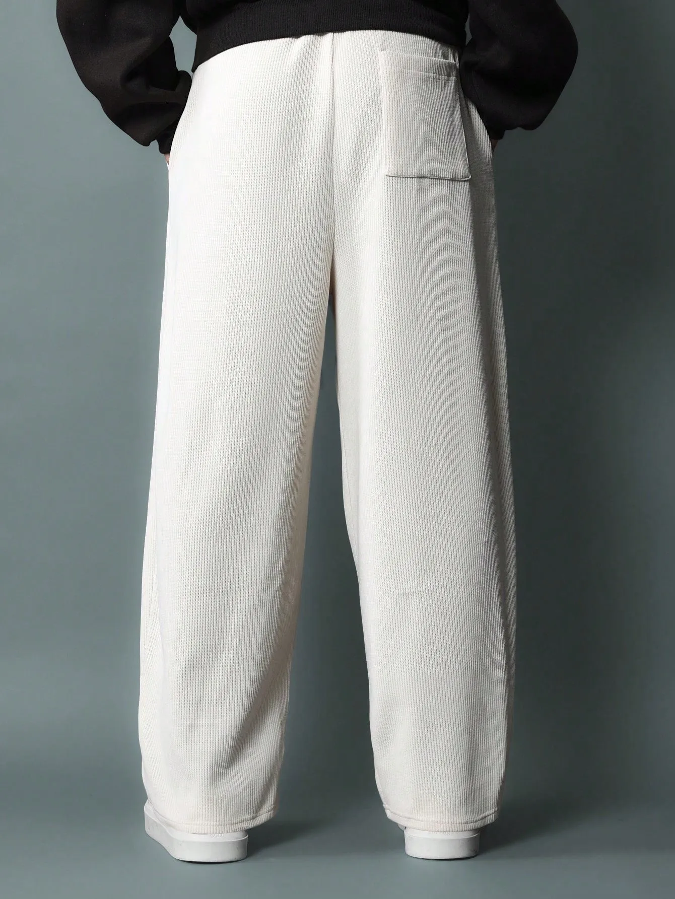 Barrel Fit Cord Texture Sweatpants With Drawstrings