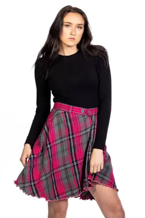 Basic Tartan Skirt With Front Buttons