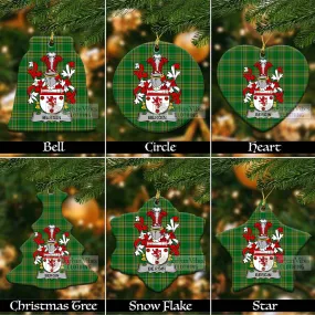 Bergin Irish Clan Tartan Christmas Ceramic Ornament with Coat of Arms