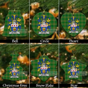 Bevens Irish Clan Tartan Christmas Ceramic Ornament with Coat of Arms