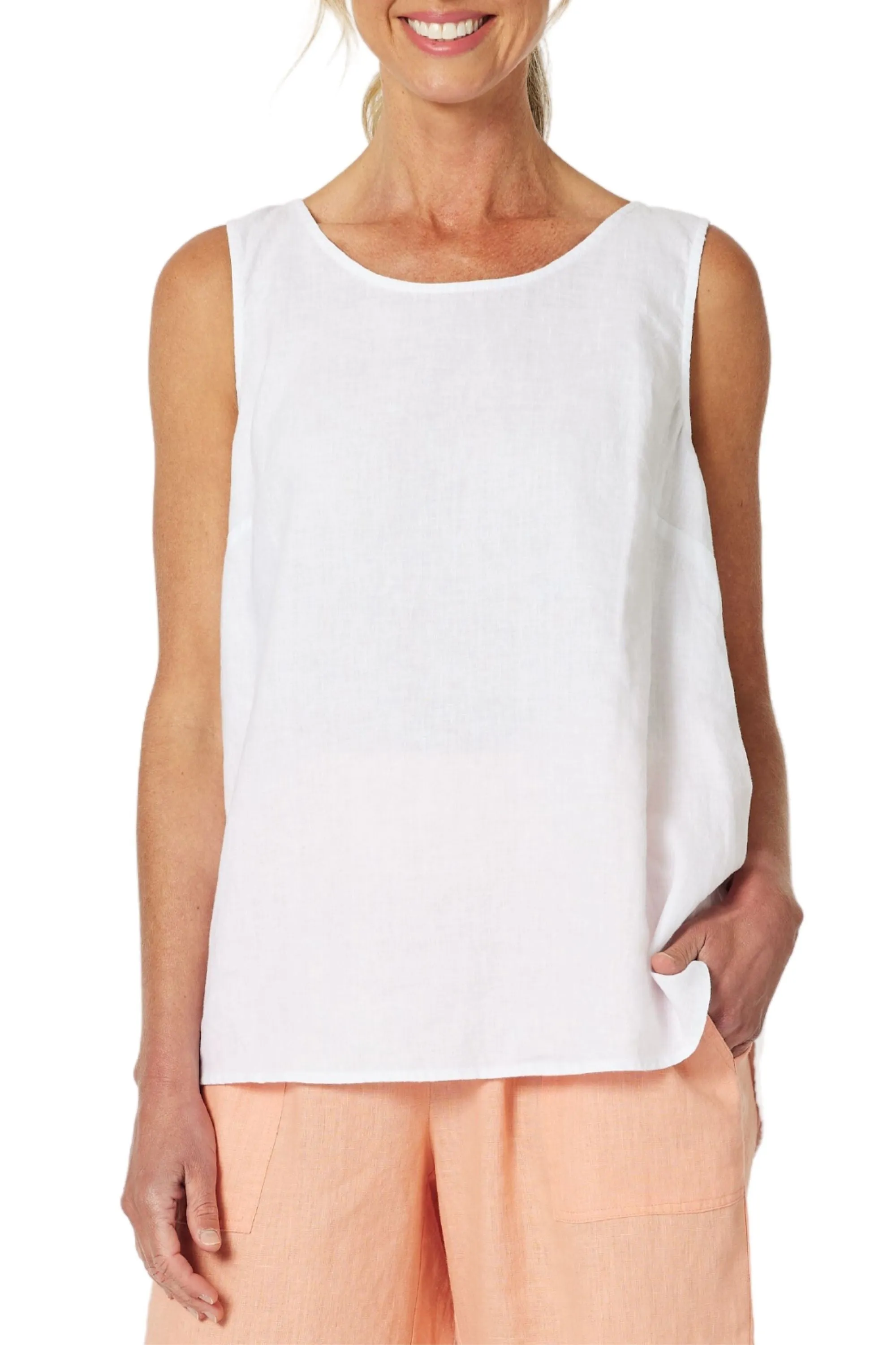 BIANCA BUTTON BACK TANK - 43488GS