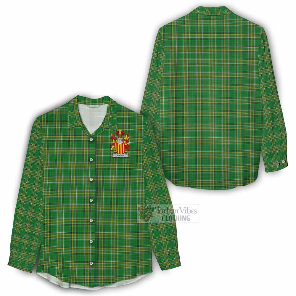 Bindon Irish Clan Tartan Women's Casual Shirt with Coat of Arms