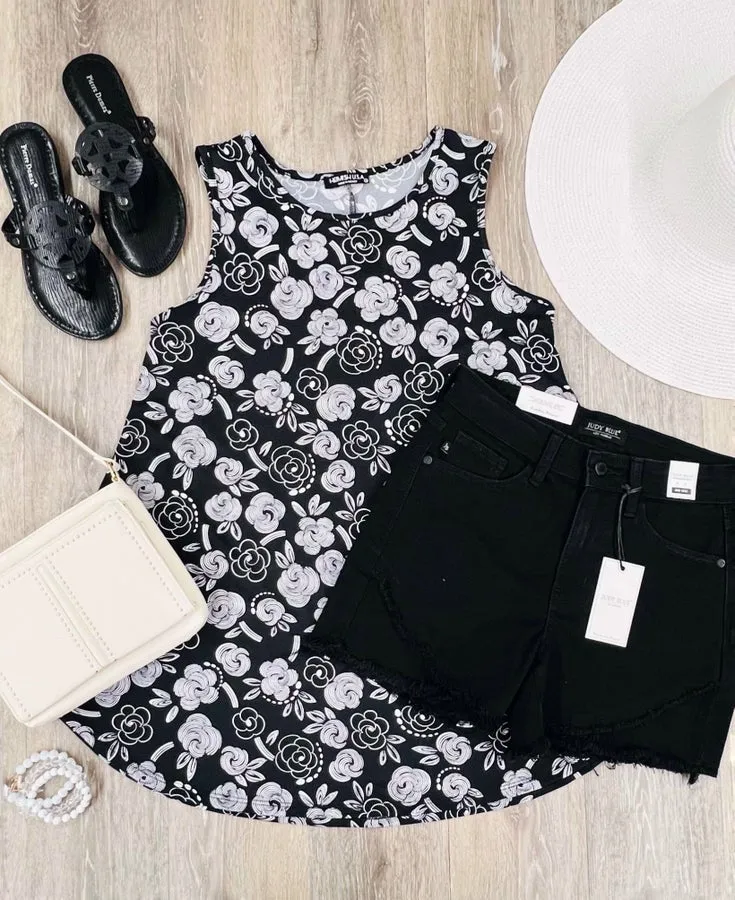 Black & Ivory Floral Top