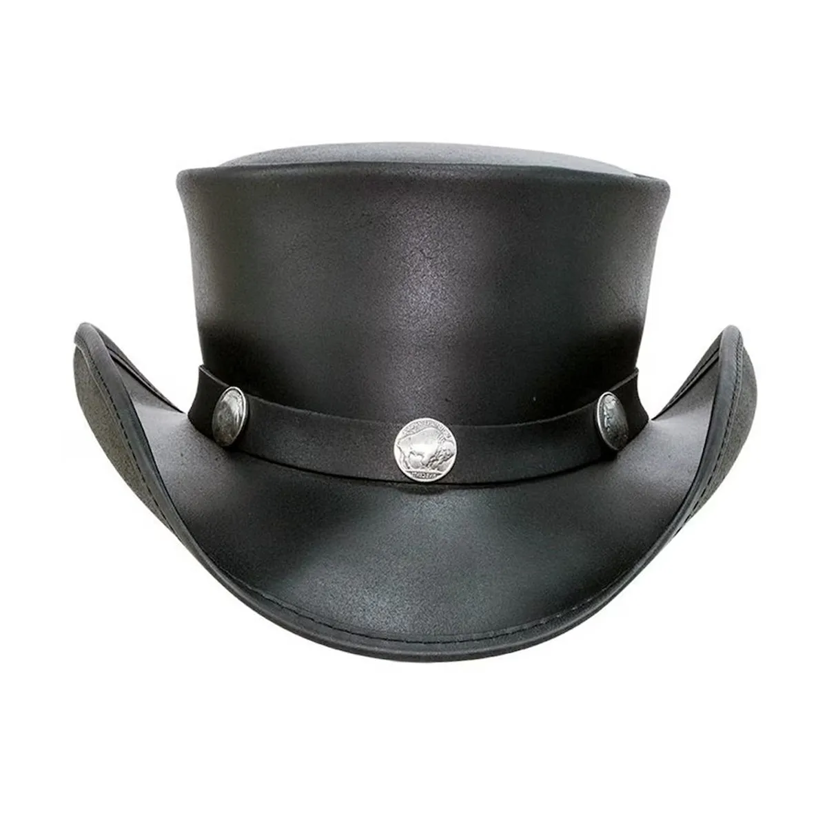 Black Pale Buffalo Band Smokey Shaded Leather Top Hat