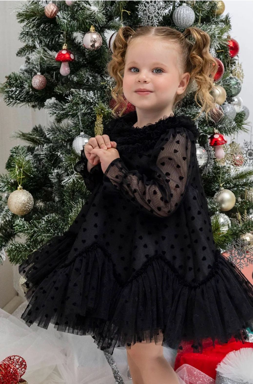 Black Ruffled Girls Dress