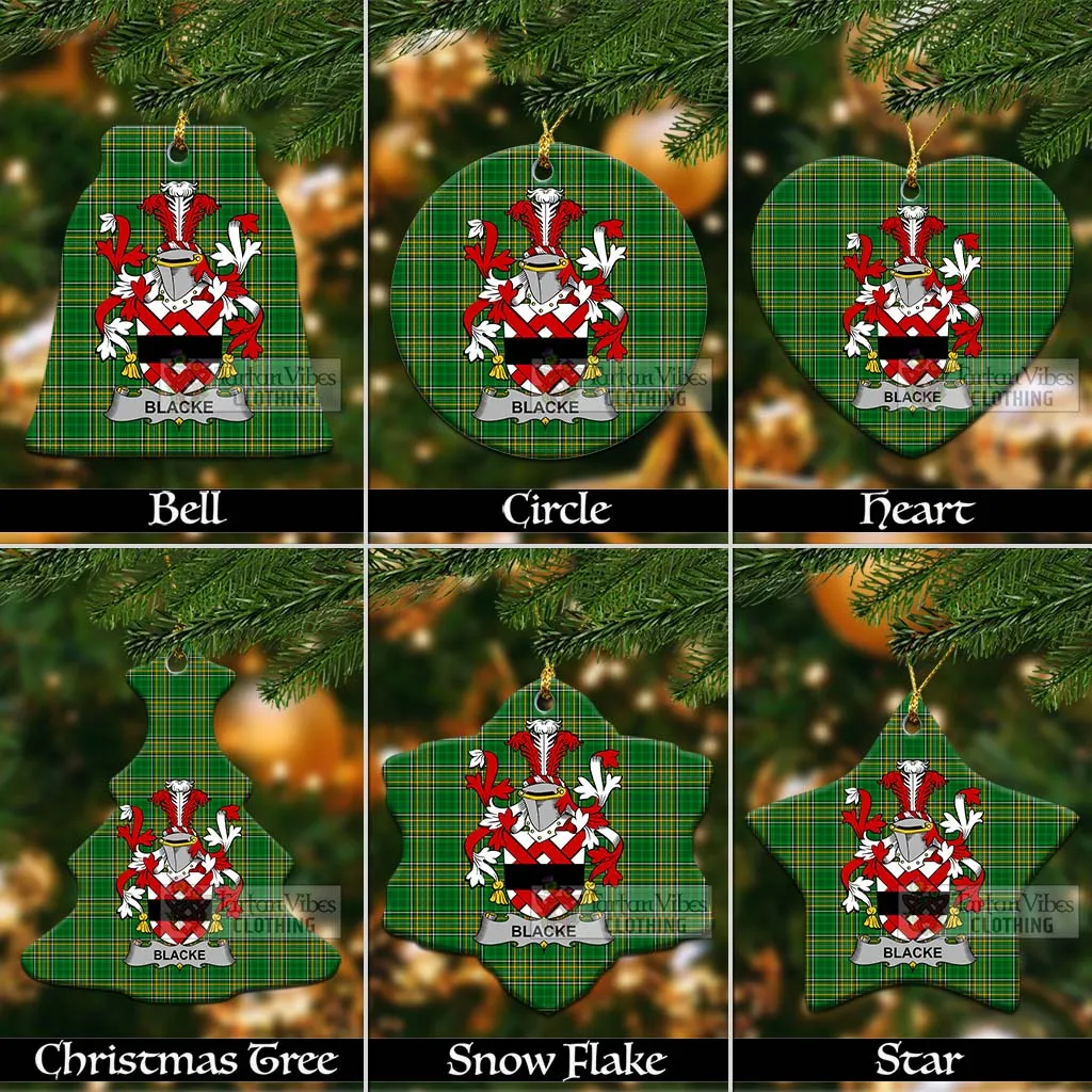 Blacke Irish Clan Tartan Christmas Ceramic Ornament with Coat of Arms