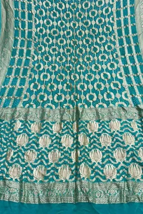 Blue Banarasi Bandhani Pure Georgette Saree