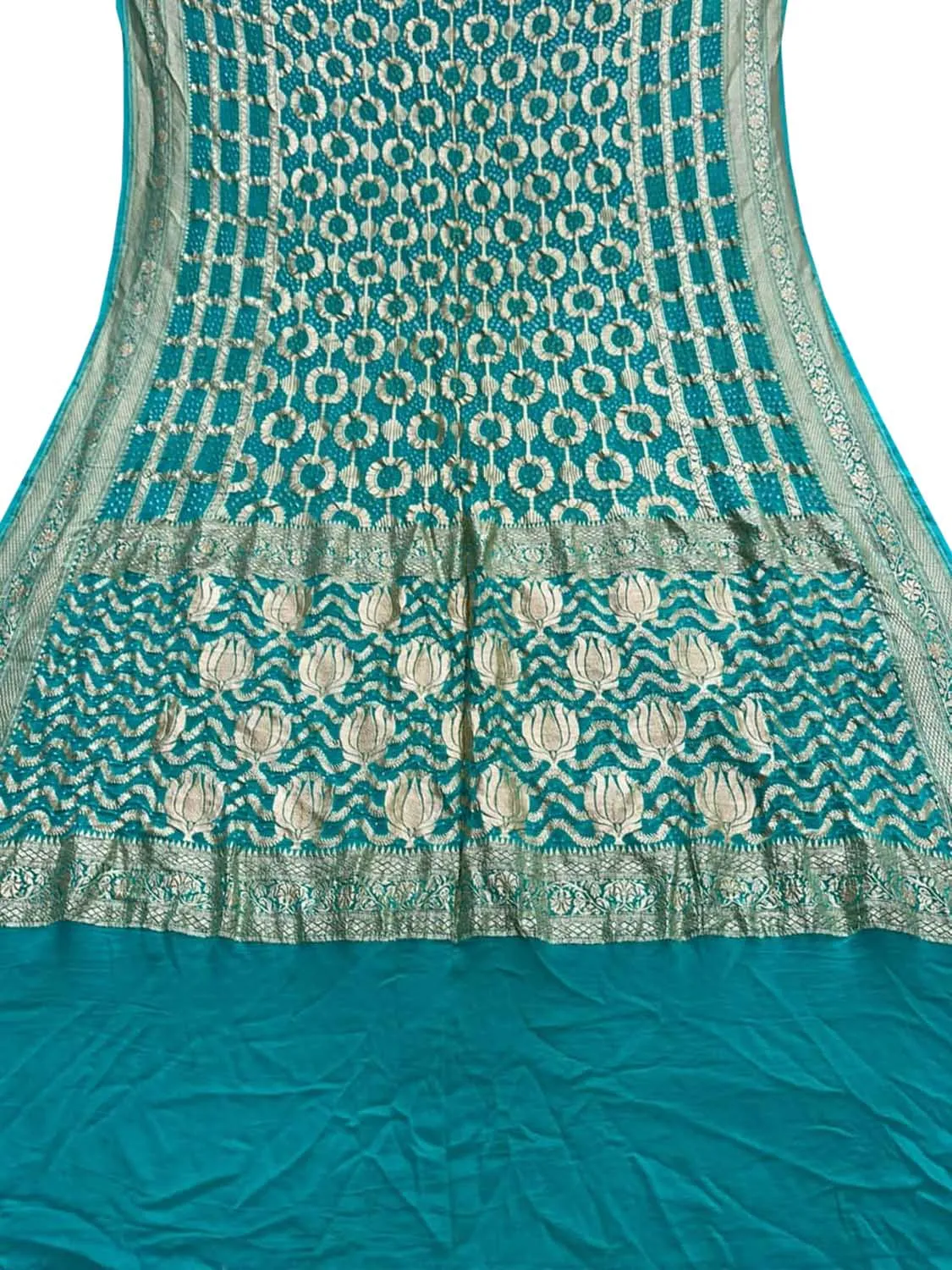 Blue Banarasi Bandhani Pure Georgette Saree