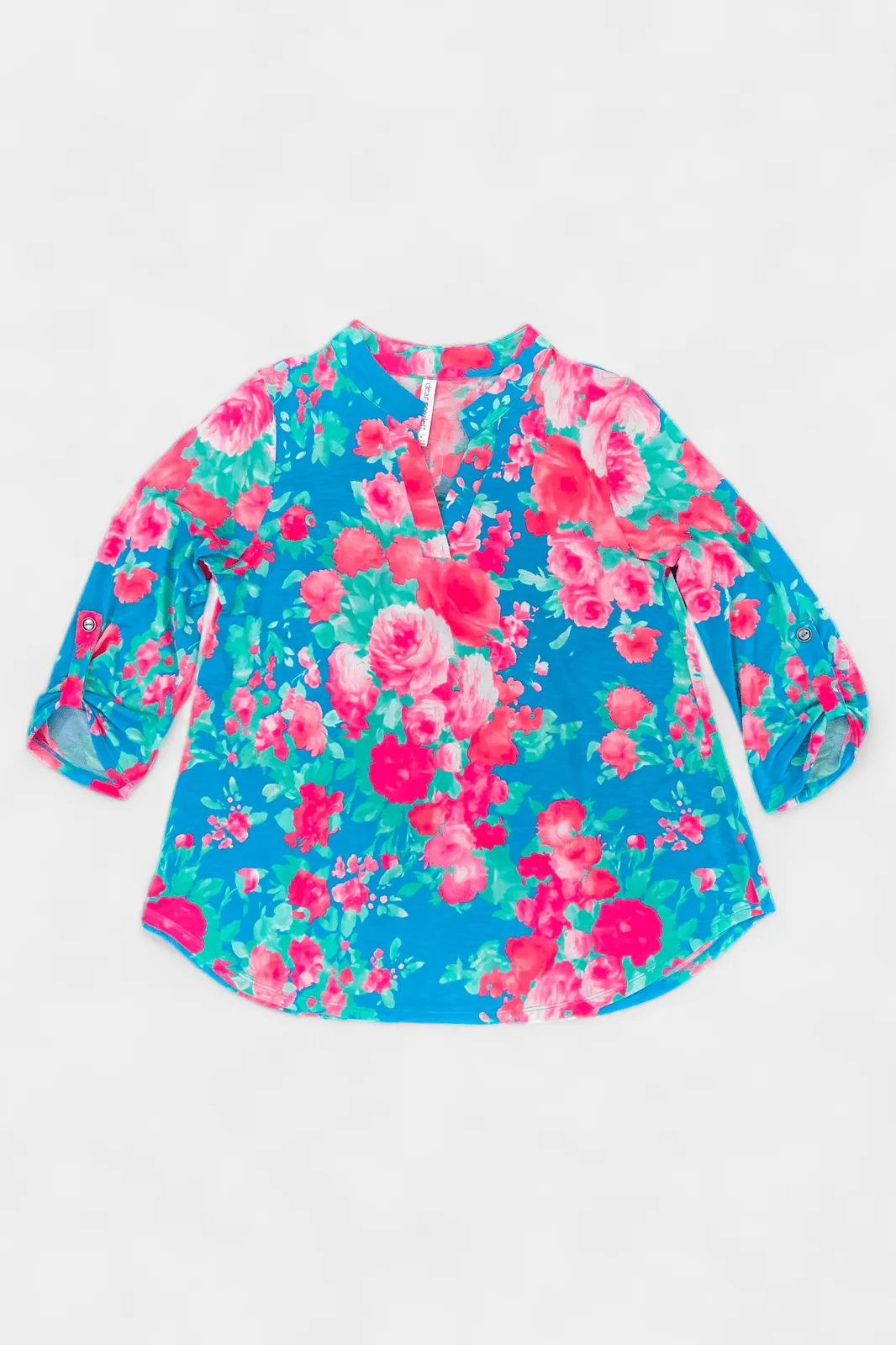 Blue Floral Abstract Lizzy Top [NO RETURNS]