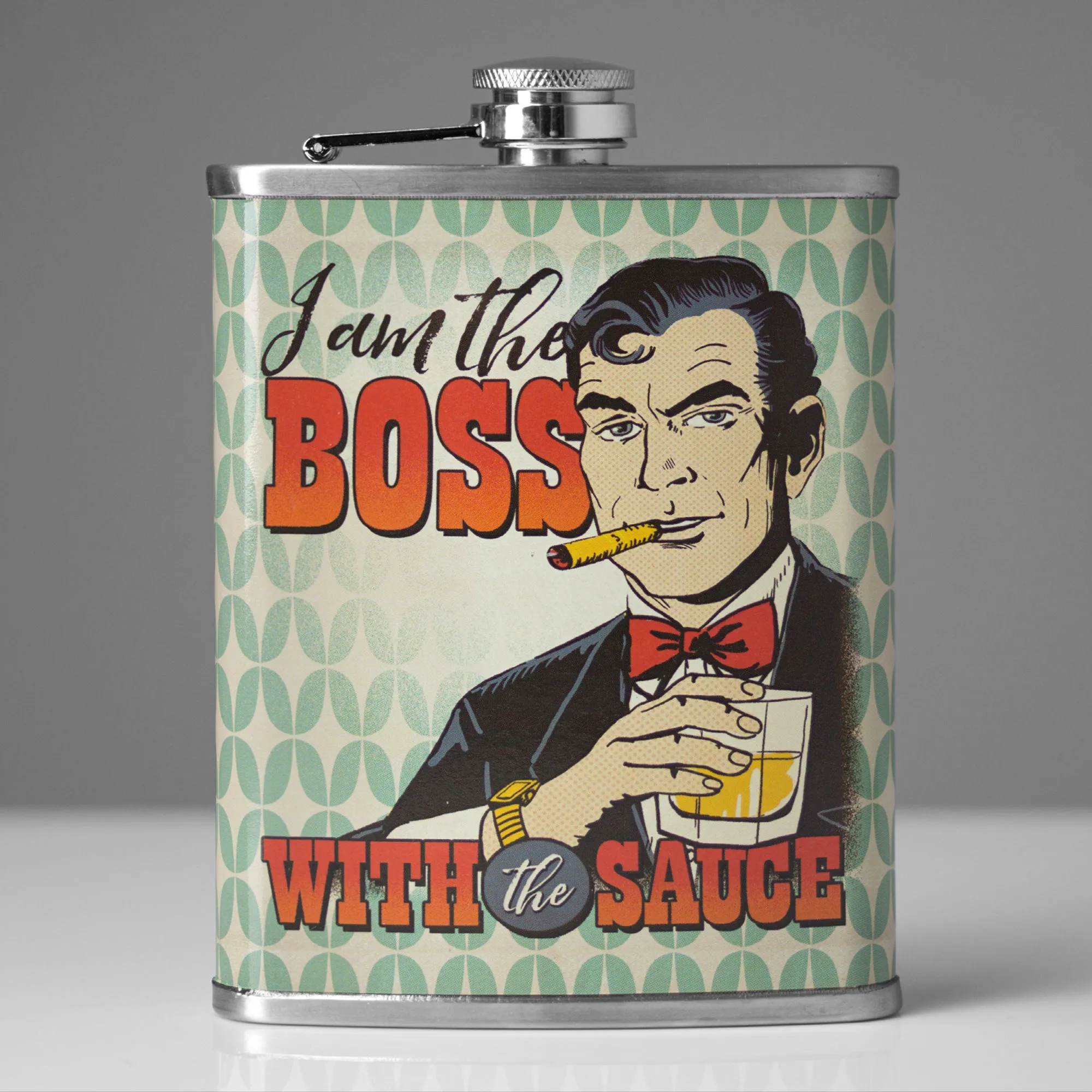 Boss with the Sauce Stainless Steel 8 oz Liquor Flask