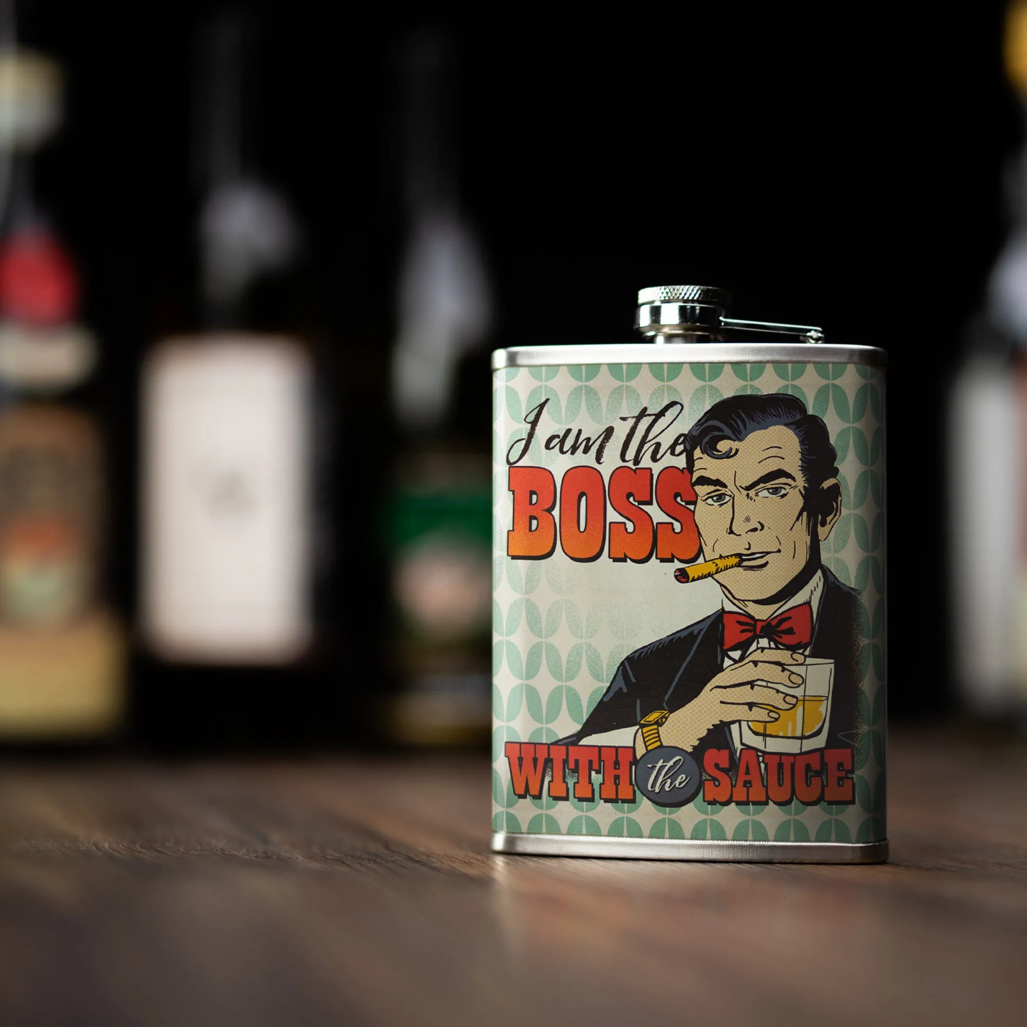 Boss with the Sauce Stainless Steel 8 oz Liquor Flask