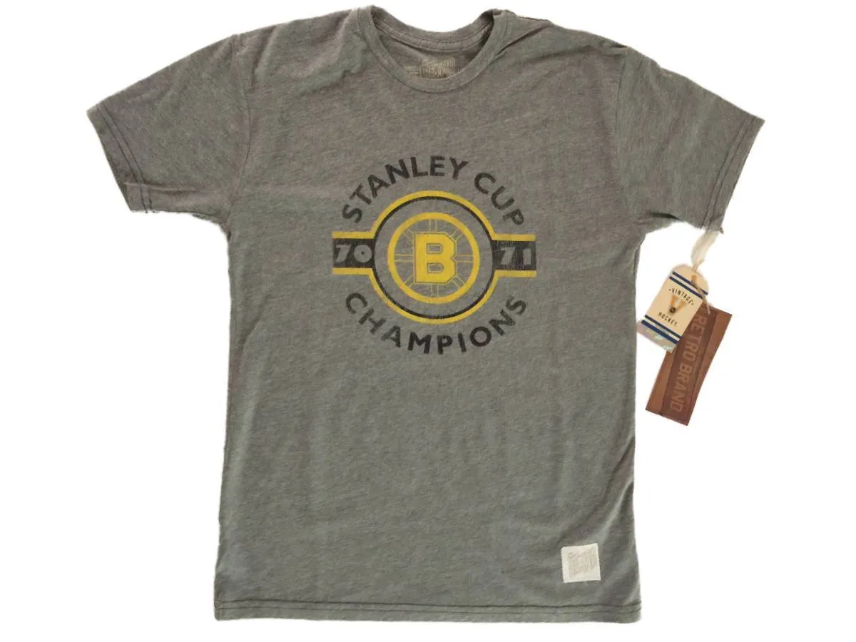 Boston Bruins Retro Brand 1970-1971 Stanley Cup Champions Gray T-Shirt