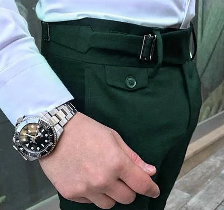 Bottle Green Single Buckle Gurkha Pants