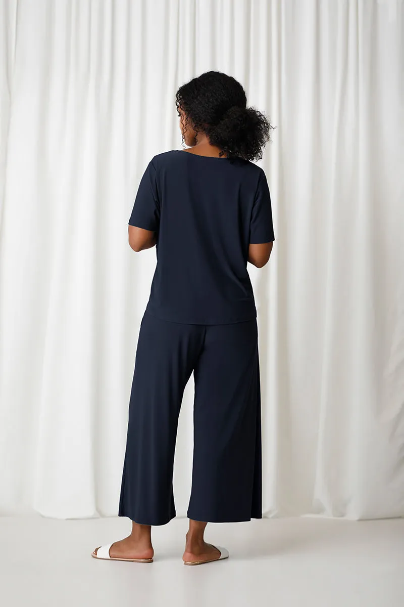 Boxy Tie Top | Navy