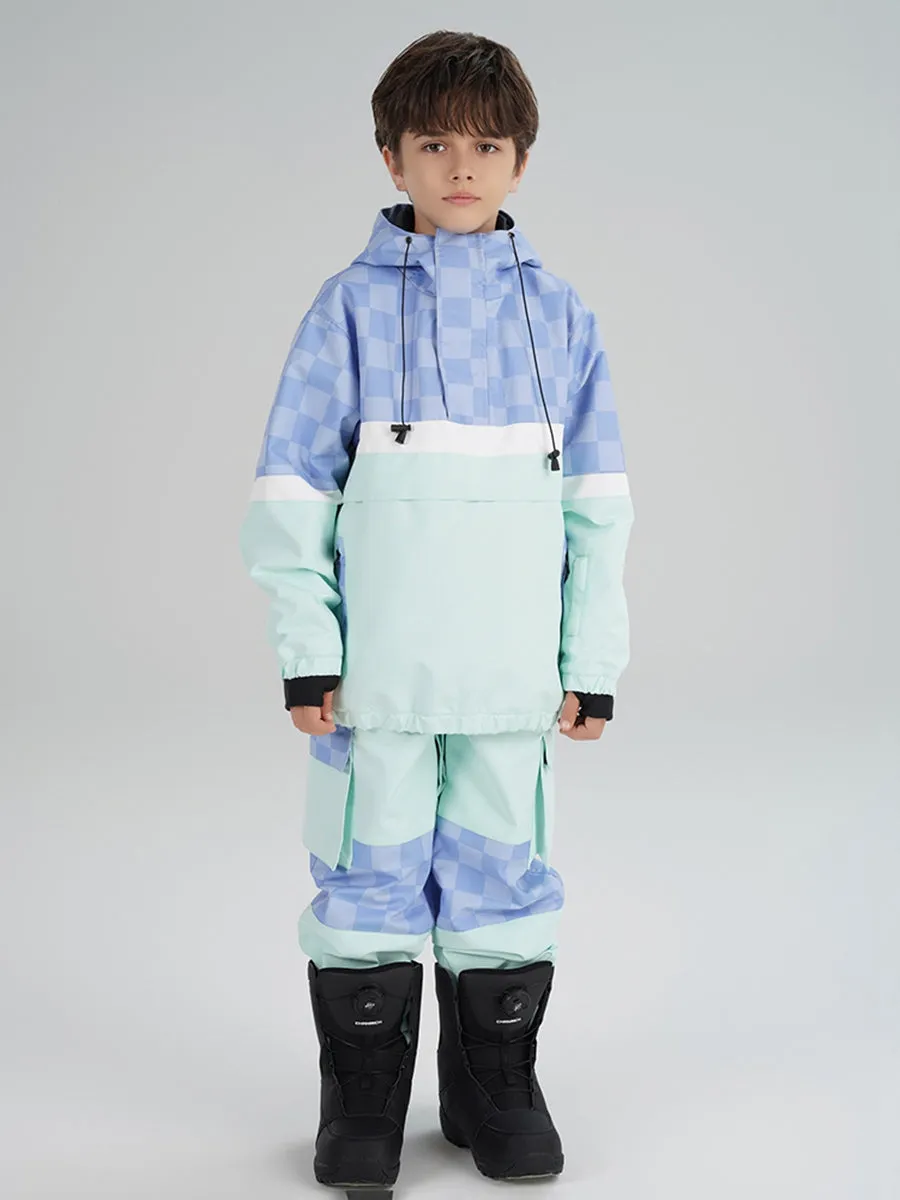 Boy's Solid Color Ski Outfit With Waist Zip