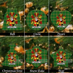 Broder Irish Clan Tartan Christmas Ceramic Ornament with Coat of Arms