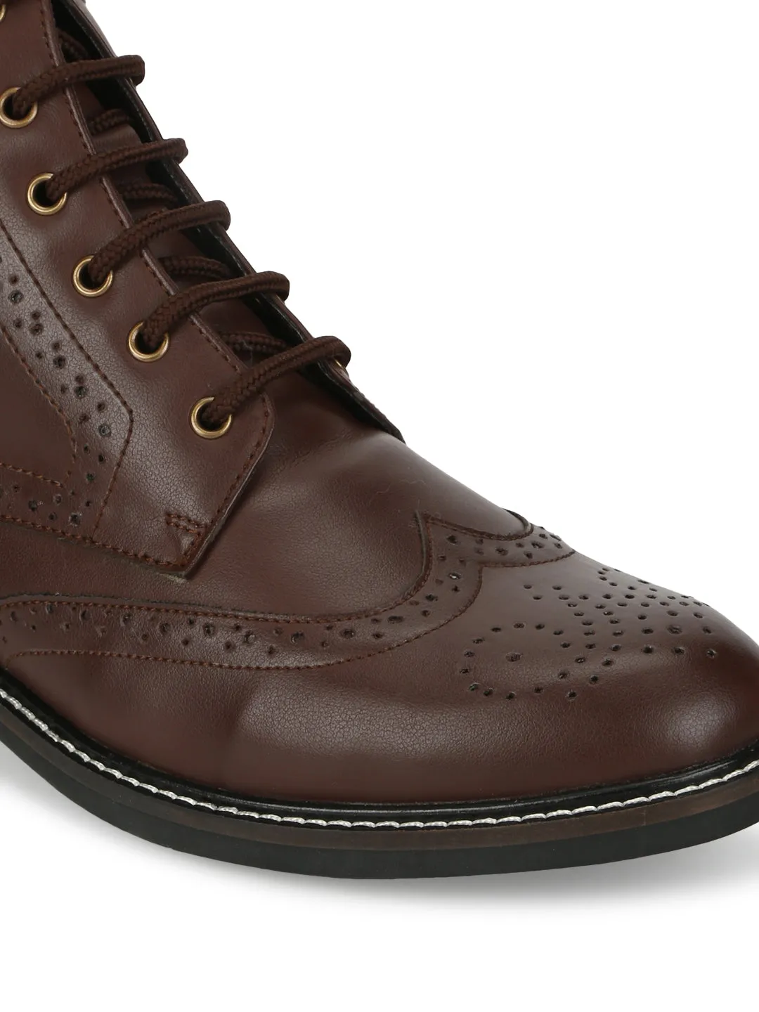 Brown PU Lace Up Men's Ankle Boots