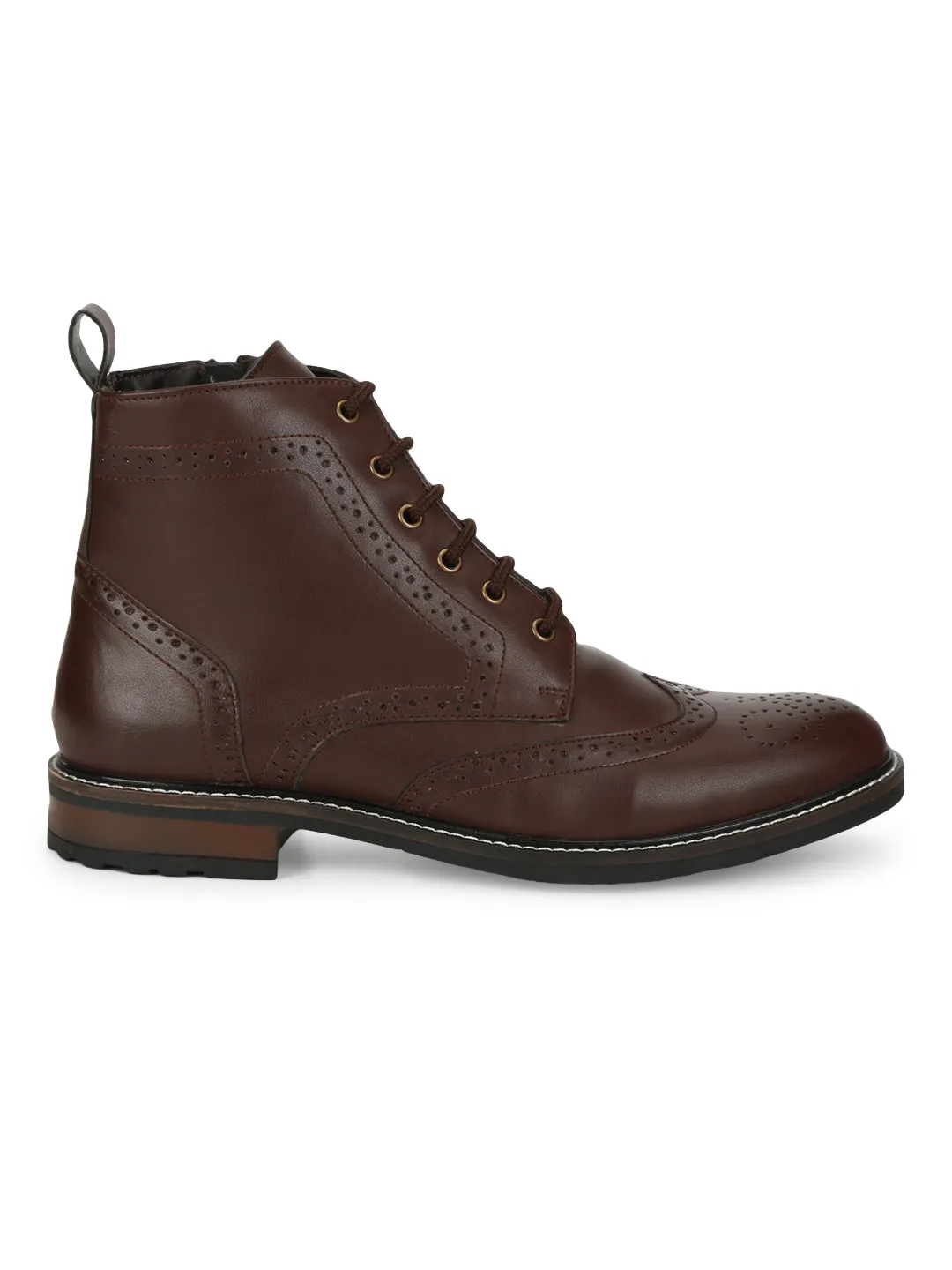 Brown PU Lace Up Men's Ankle Boots