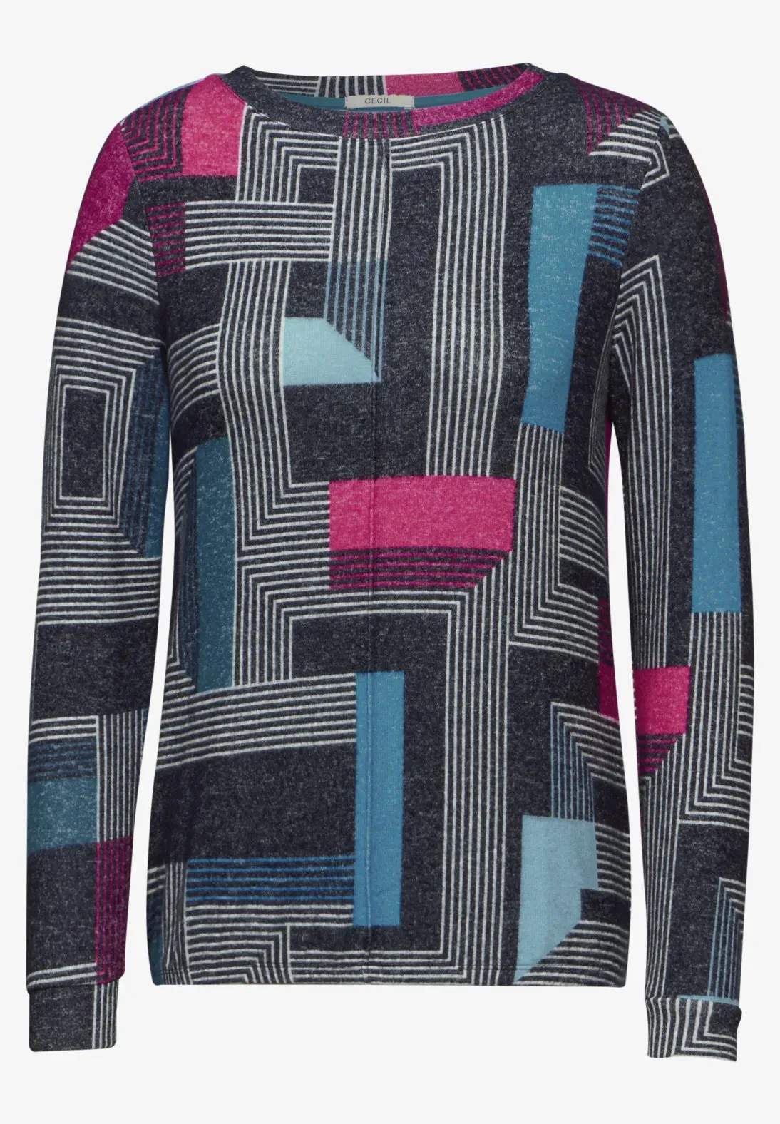 Cecil Cosy feel long sleeve knit navy print 322085