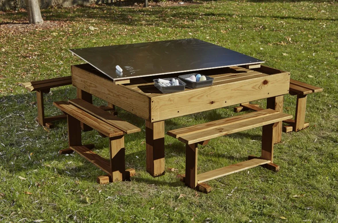 Chalk Table With Lift Lid And Benches