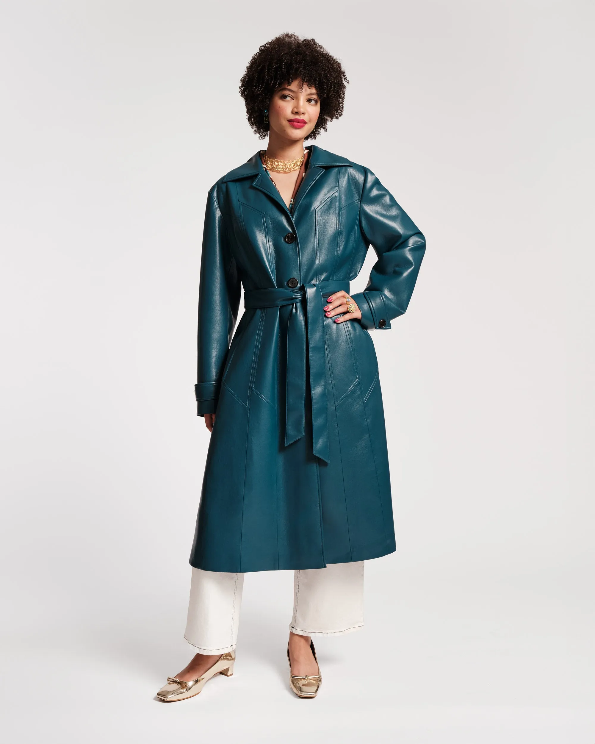 Chelsea Faux Leather Trench Coat