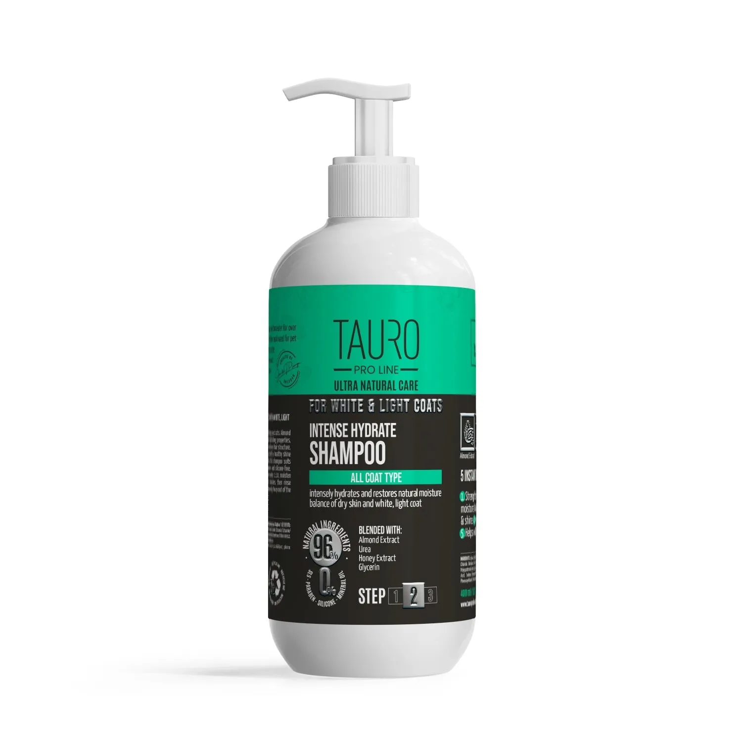 CLEARANCE Tauro Pro Line Ultra Natural Care intense hydrate shampoo for dogs and cats with white, light coat and skin